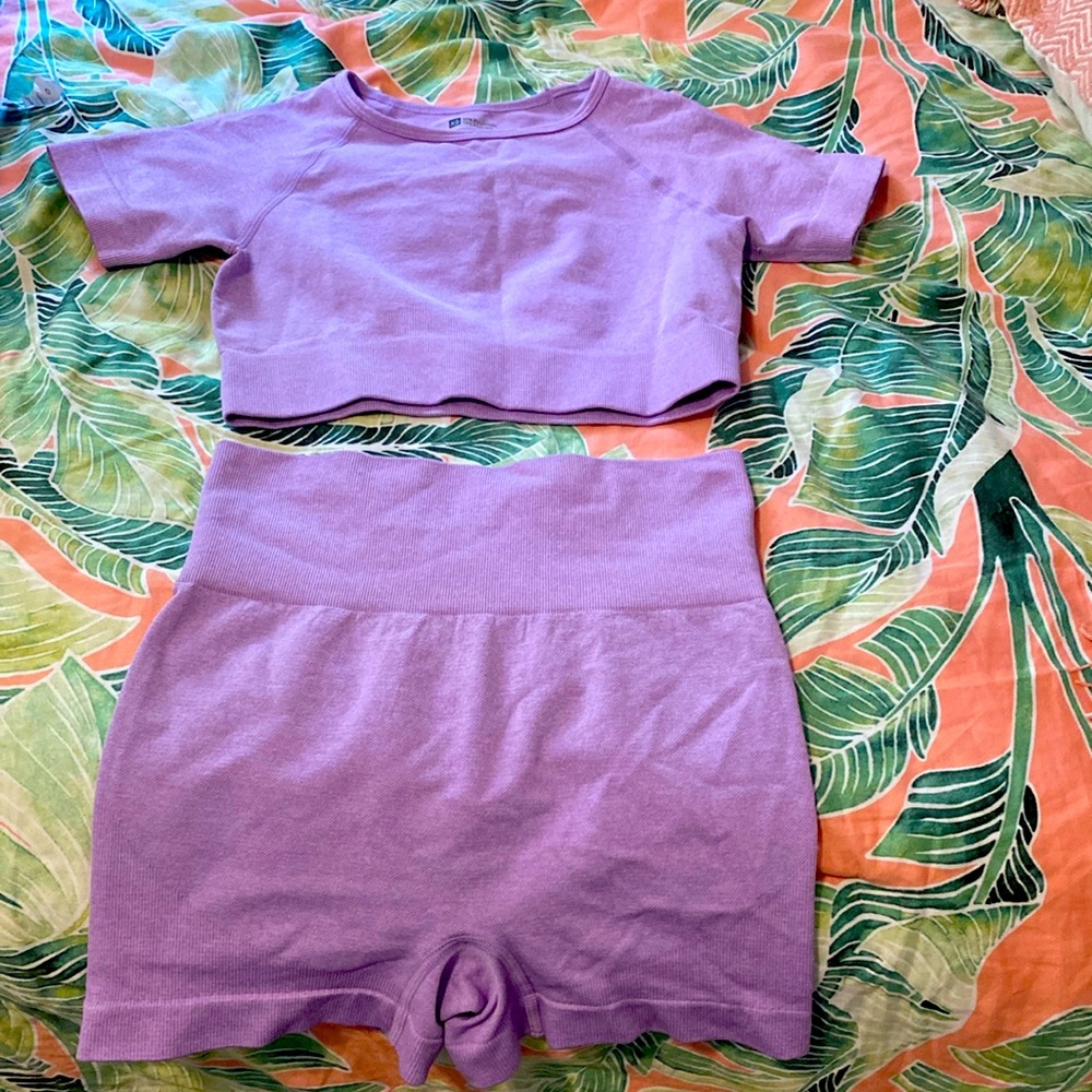 purple dry fit workout set